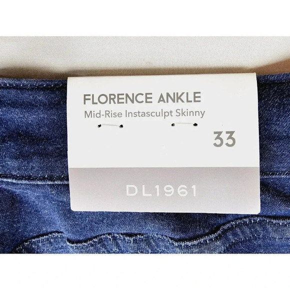 DL1961 Size 33X28 Women's Florence Ankle Mid Rise Instasculpt Skinny Blue Jeans - Picture 5 of 13